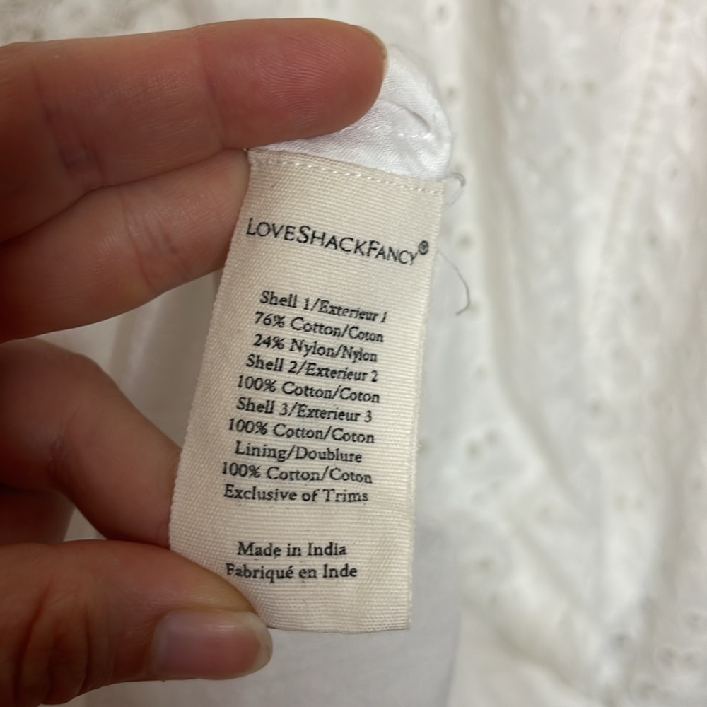 LoveShackFancy Stassie Lace White Eyelet Embroidered Dress Size 10 - Picture 15 of 16